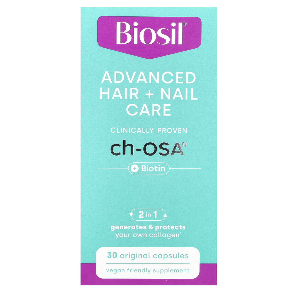 Biosil, улучшенный уход за волосами и ногтями, с биотином, 30 оригинальных капсул