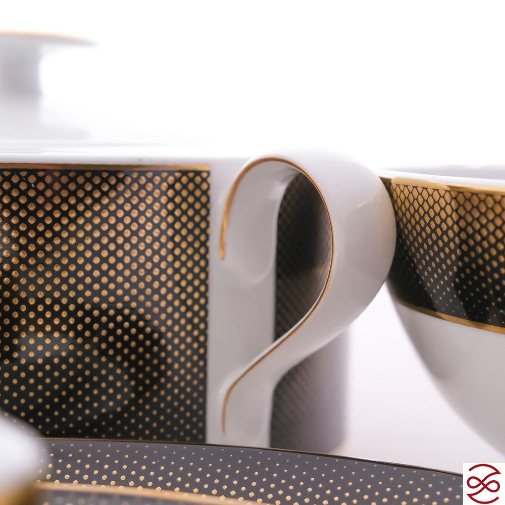 Столовый сервиз Falkenporzellan Deluxe Shape - Rio Black Gold 6 персон 26 предметов