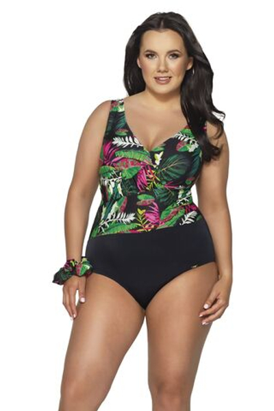 Слитный купальник с растительным принтом в верхней части (Размер: 75H) (Цвет: разноцветный)