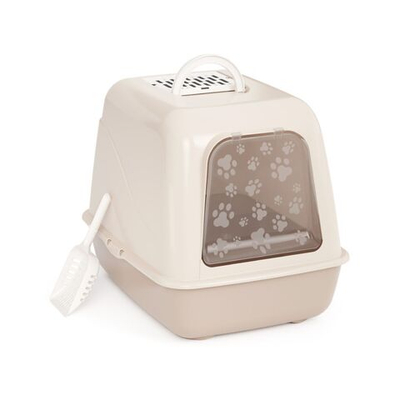 Туалет-лоток для кошек с сетк, с бортиком, закрытый, беж, Альтернатива, М8261