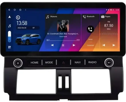 Магнитола для Toyota Land Cruiser Prado 150 2014-2017 - Canbox H-Line 0074 монитор 12.3" QLED в стиле Audi на Android 10, ТОП-процессор, CarPlay, 4G SIM-слот