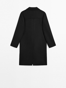 Massimo Dutti Длинное пальто из смесовой шерсти, чёрный