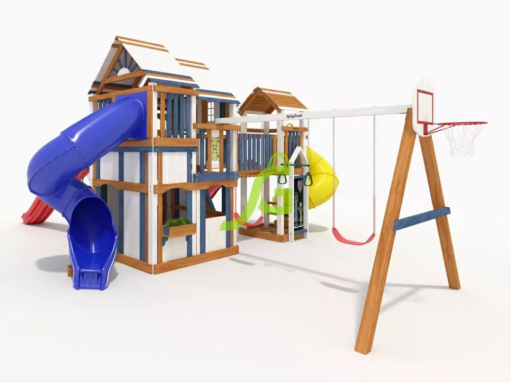 Большая детская игровая площадка с домиком