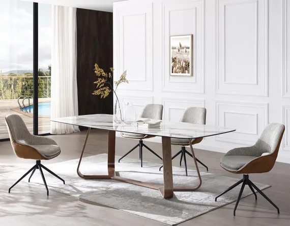 Крутящийся стул Tess бежевый с коричневым