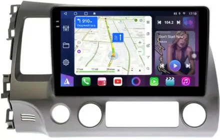 Магнитола Honda Civic 8 4d 2005-2012 (левый руль) - FarCar 044M монитор 10.36" QLED на Android 14, TS18, CarPlay, 4G SIM-слот