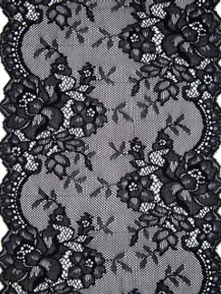 0398 Кружево эластичное 17 см, классика, Италия, черный