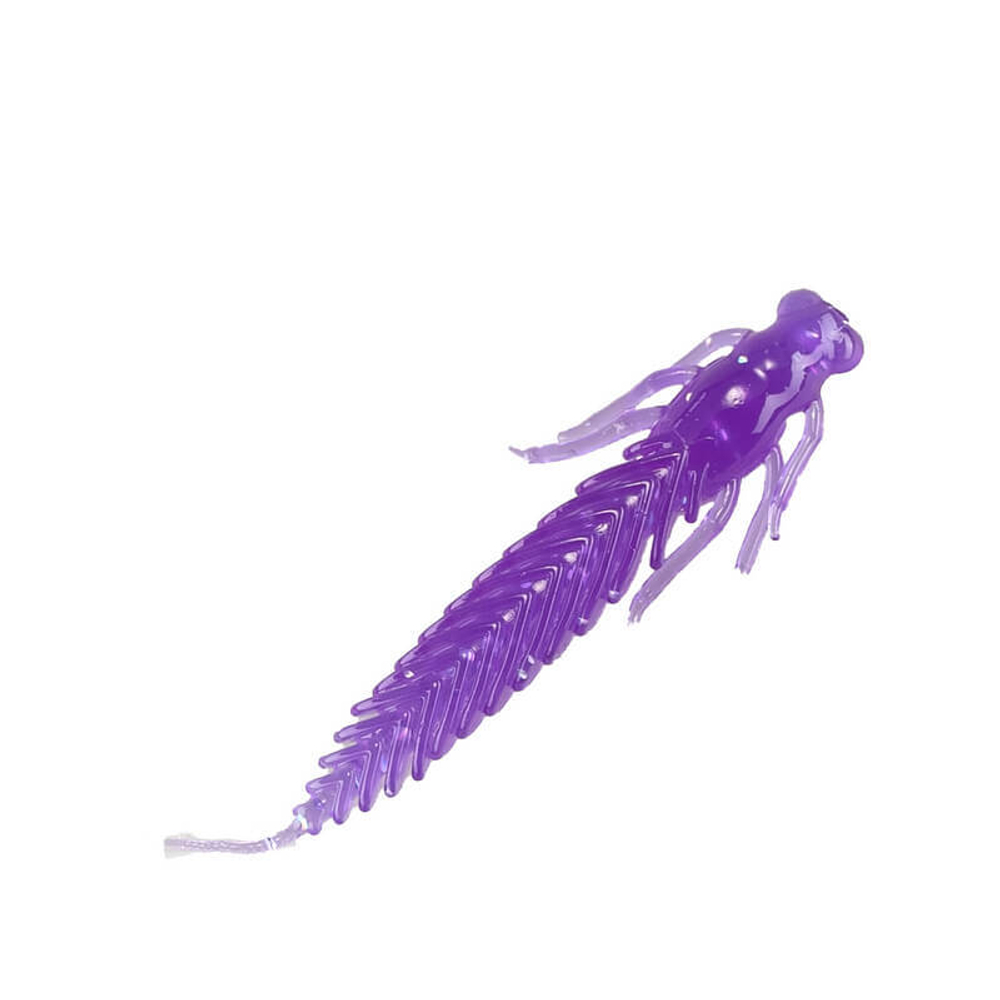Приманка DS-LARVA 100мм-4шт, цвет (610) фиолетовый, блестки серебрянные