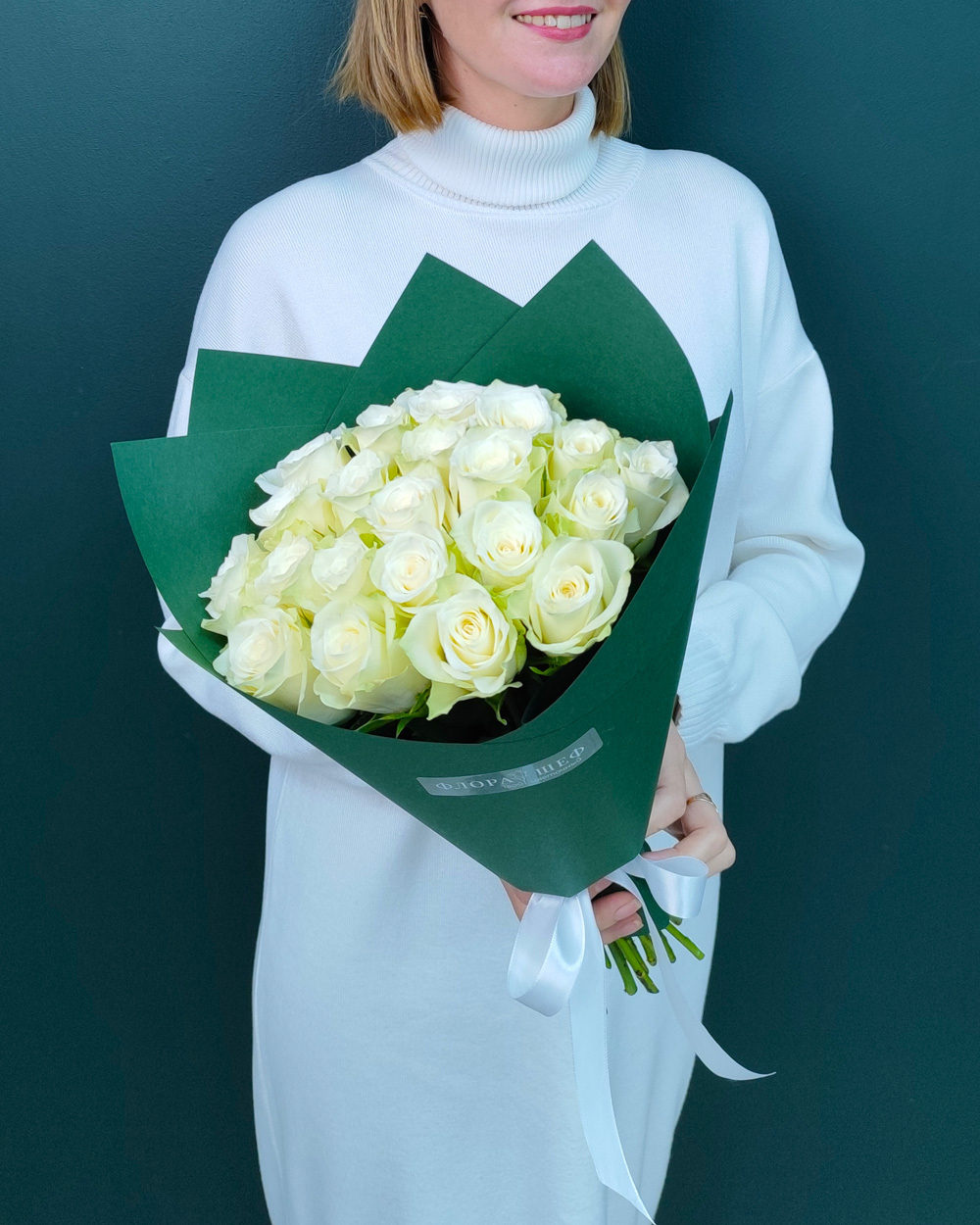 Букет из белой розы,21шт(00215)