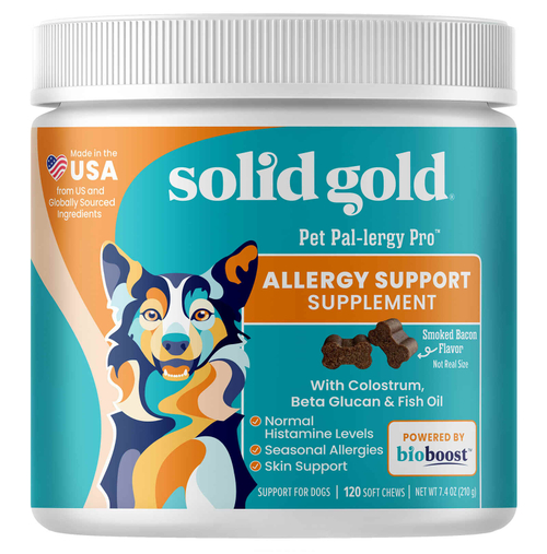 Solid Gold, Pet Pal-Lergy Pro ™, добавка для поддержки аллергии, для собак, с копченым беконом, 120 жевательных таблеток, 216 г (7,6 унции)