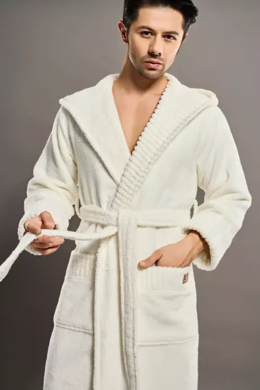 Халат мужской махровый 1430 кремовый Nusa Турция