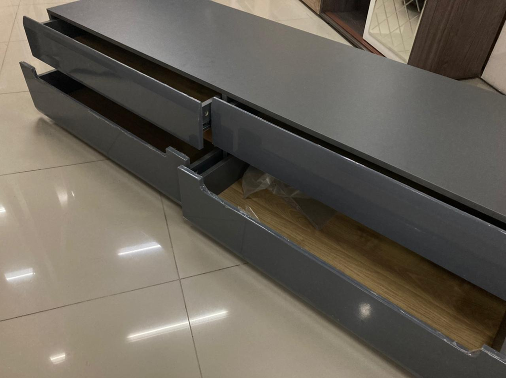 Тумба ТВ Стокгольм серый графит/графит глянец