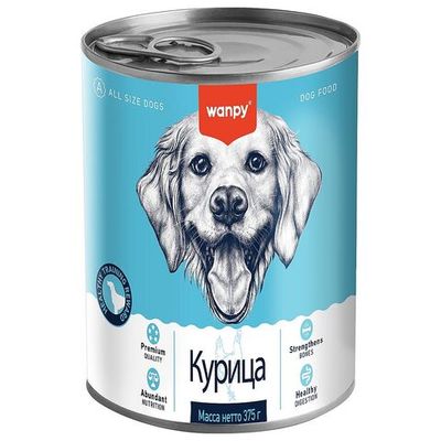 Влажный корм Wanpy Dog для собак из курицы, Банка 375 г