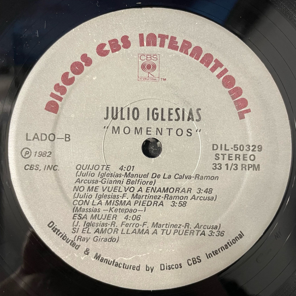 Винтажная виниловая пластинка LP Julio Iglesias Momentos (США 1982)