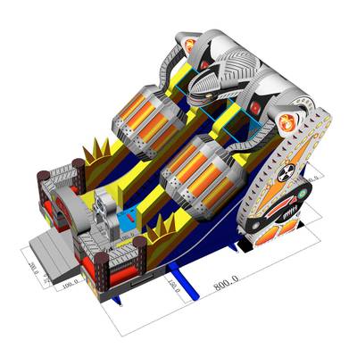 Коммерческий надувной батут с двумя горками «Робот» 8x6x6.5 м