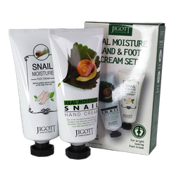 Набор кремов для рук и ног JIGOTT REAL MOISTUREHAND&FOOT CREAM с улиточным муцином, 100 мл + 100 мл.