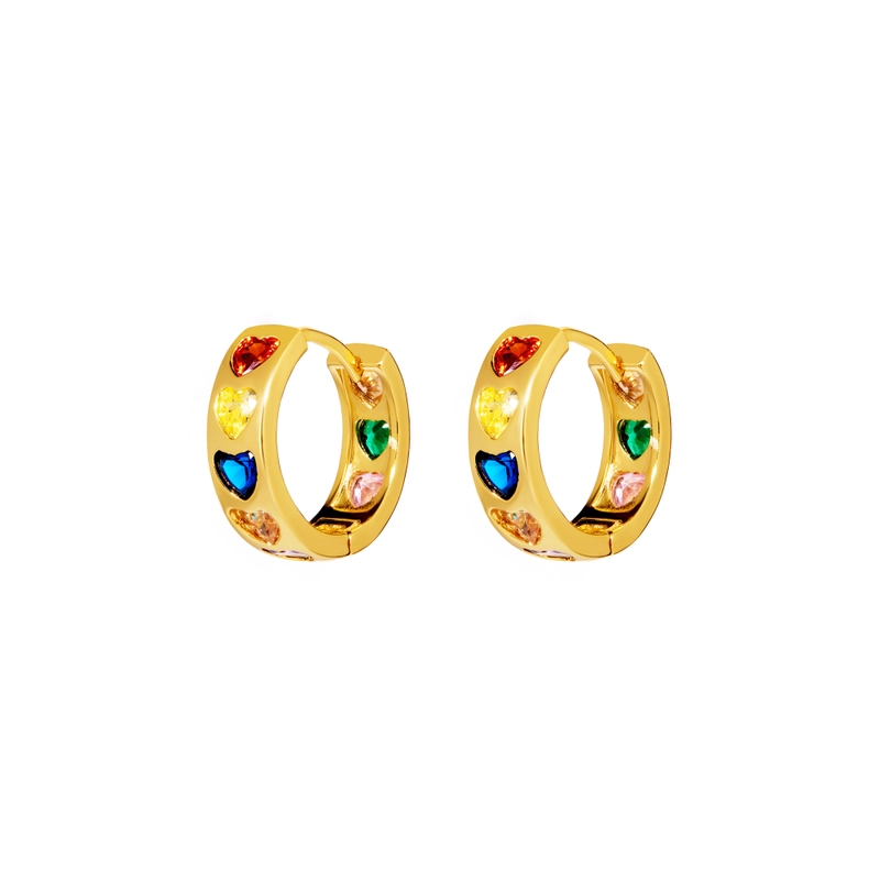 Серьги-кольца Радужное Сердце