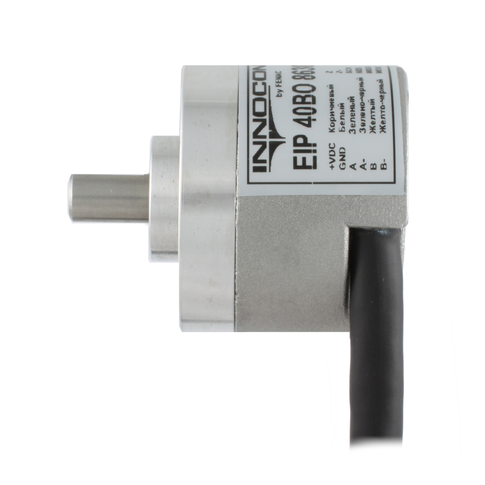 Инкрементальный программируемый энкодер INNOCONT D=40мм, выступающий вал 6мм, 5…30VDC, выход TTL/HTL с инверсией, IP 65