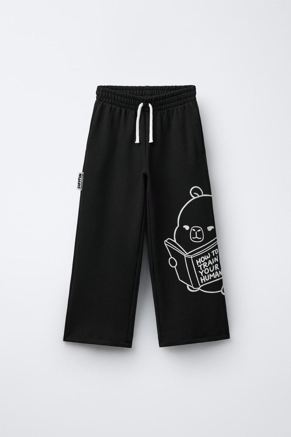 ZARA БРЮКИ WIDE LEG ИЗ МЯГКОЙ ТКАНИ CAPIBARA CAPYFUN ©, ЧЕРНЫЙ