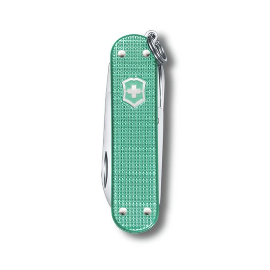 Складной нож Victorinox 0.6221.221G Minty Mint c клинком из стали X55CrMo14, рукоять алюминиевый сплав Alox