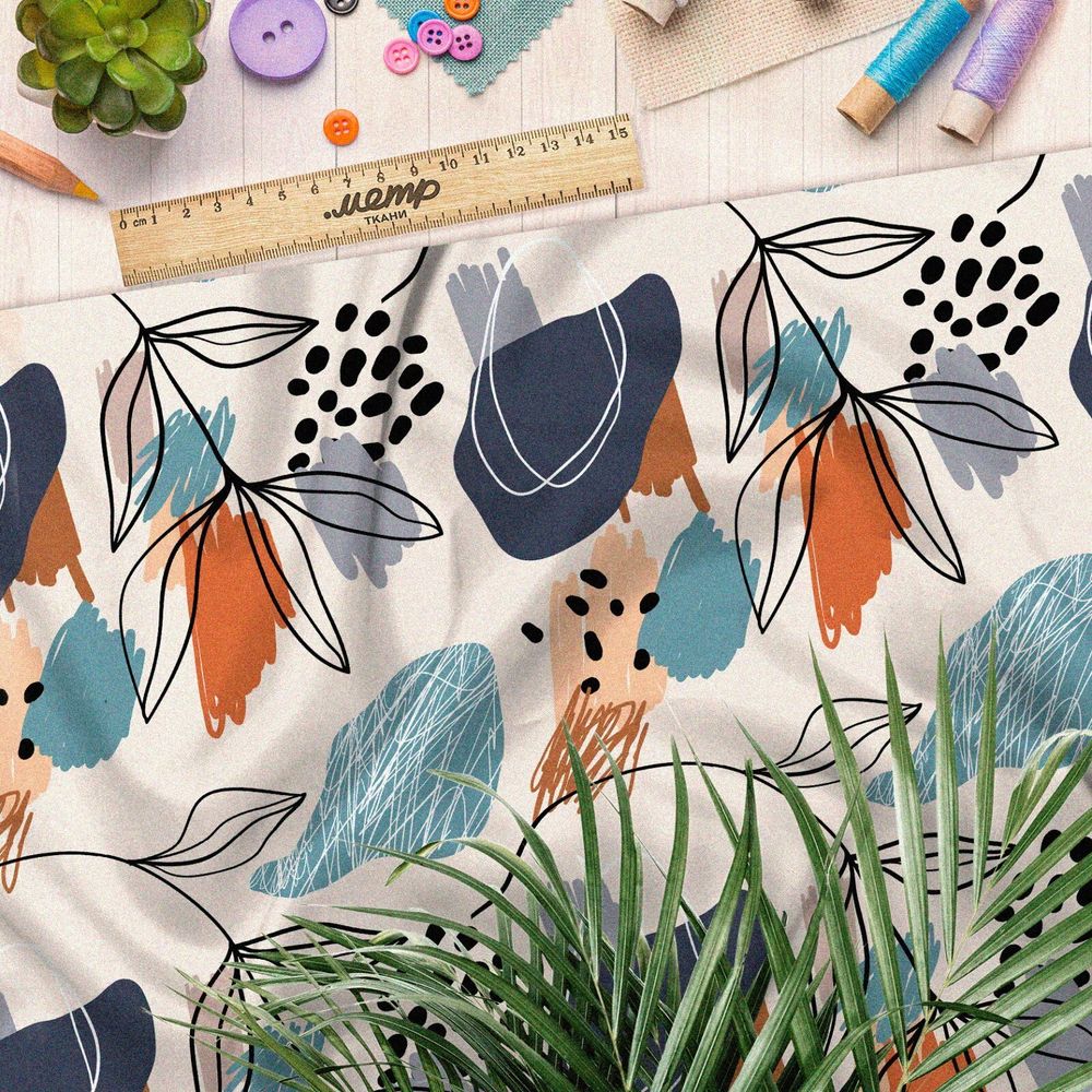 Ткань оксфорд 600 цветочный контур