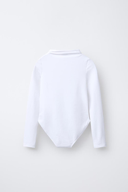 ZARA БОДИ С ВОРОТНИКОМ-СТОЙКОЙ, БЕЛЫЙ