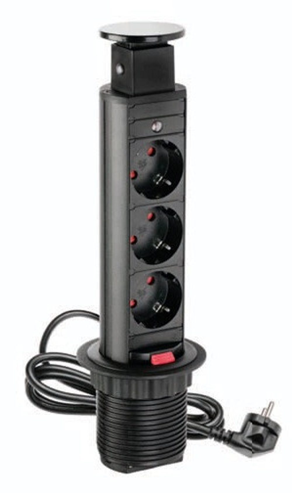 Удлинитель вертикальный выдвижной, 220V, 60mm,черный. 3 секции, механический