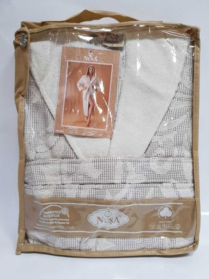 Халат женский махровый 4240 кремовый  NUSA