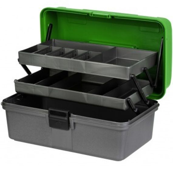 Ящик рыболова Helios двухполочный зеленый