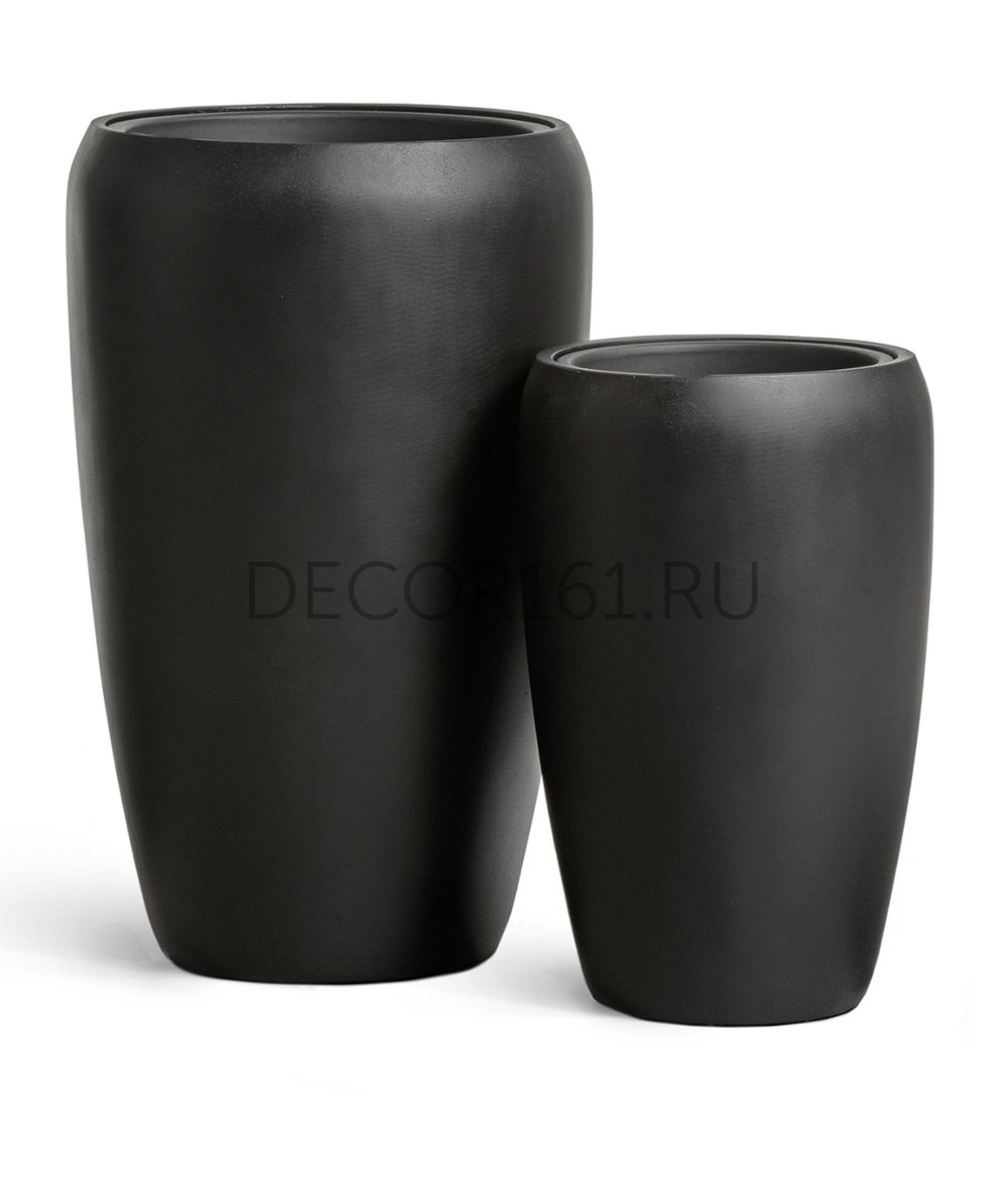 Кашпо TREEZ Effectory Black Stone Высокий округлый конус Антрацит в-51 см, д-32 см 41.33-12-22-091-BLCK-51