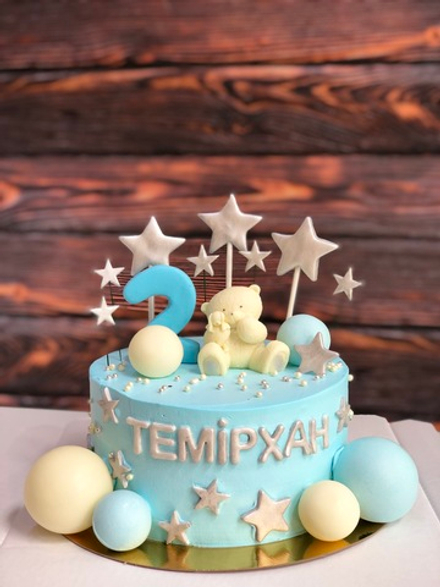 Торт на день рождение с мишкой, мальчику, 1 жас, қырқынан шығару, 40 дней ребенку, 1 годик.