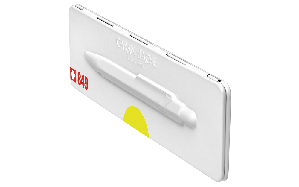 Carandache Office CLASSIC yellow (M) чернила: синий металл в подарочной коробке (849.010_MTLGB)