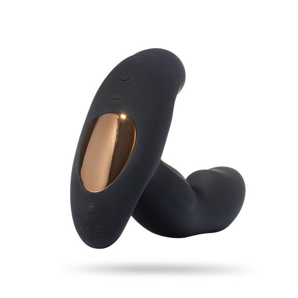 Черный силиконовый изогнутый стимулятор простаты - 14 см. (Цвет: черный)