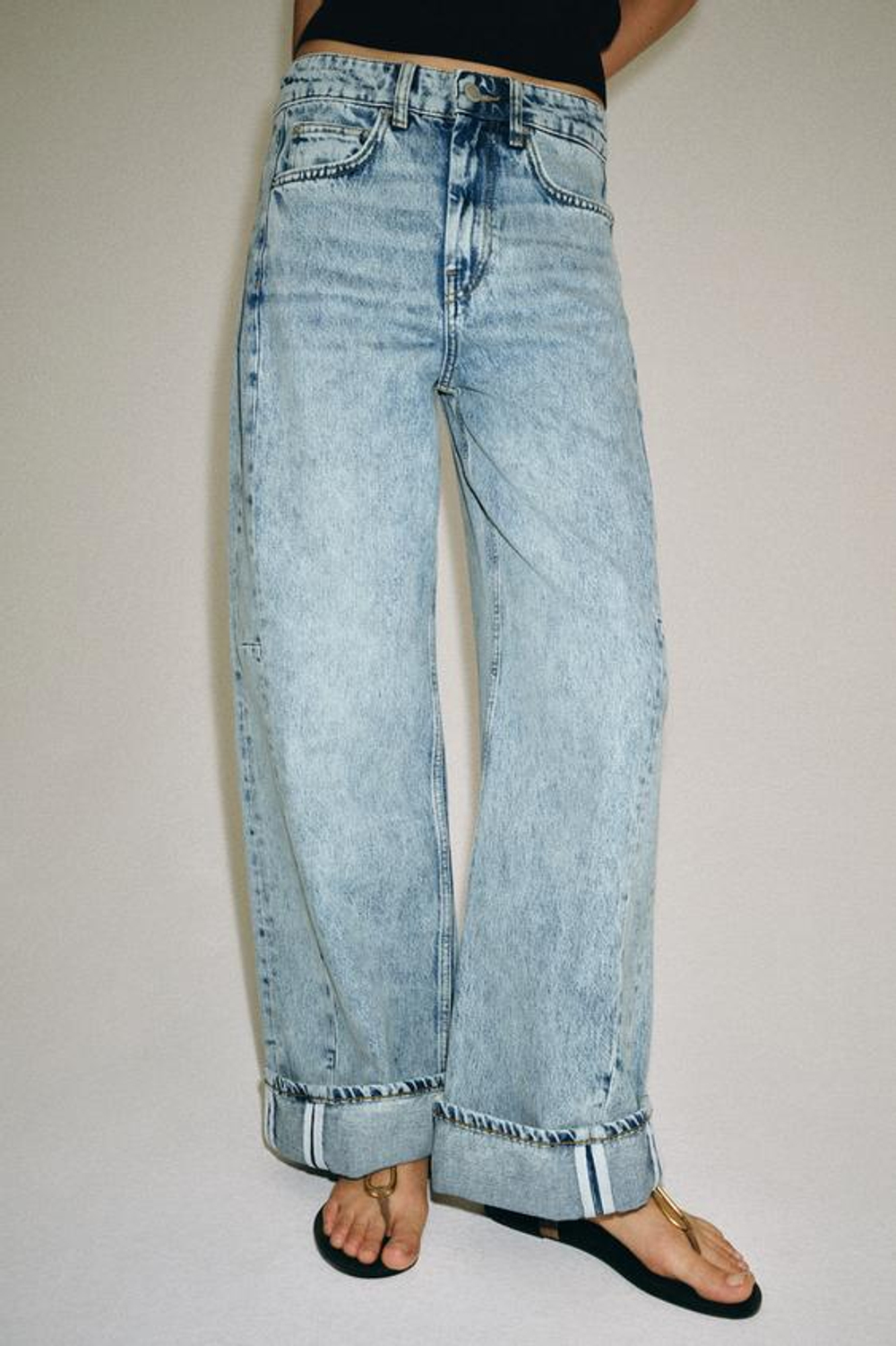 ZARA ДЖИНСЫ RELAXED-FIT С НИЗКОЙ ПОСАДКОЙ — ZW COLLECTION, СИНИЙ