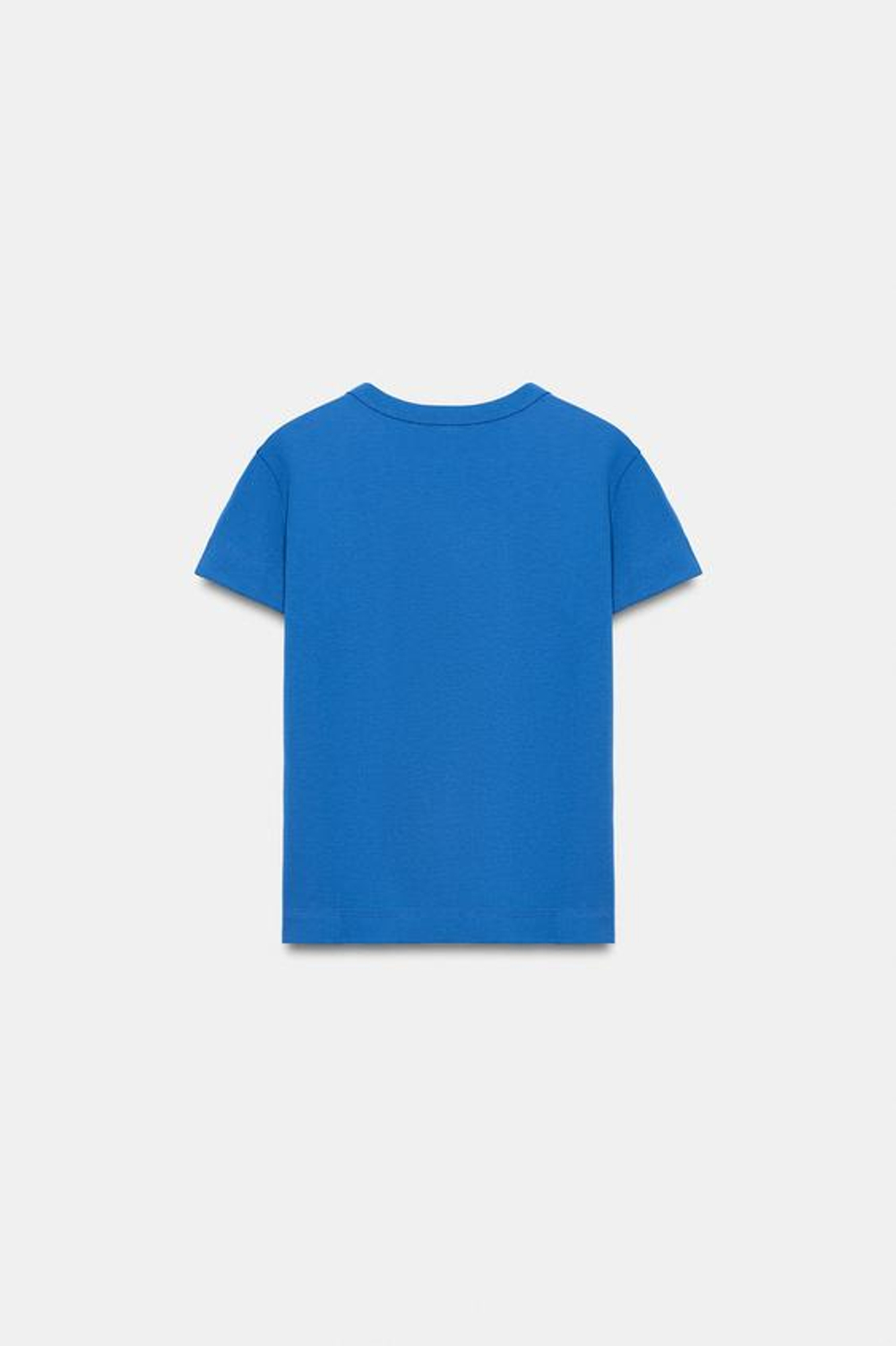 ZARA ФУТБОЛКА INTERLOCK С КОРОТКИМ РУКАВОМ, СИНИЙ ЭЛЕКТРИК