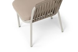 "Бордо" стул плетеный из роупа, каркас алюминий светло-серый (RAL7035) шагрень, роуп серо-коричневый 23мм, ткань Neo ash