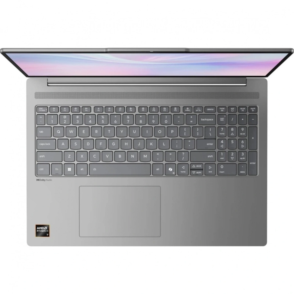 Ноутбук/ Lenovo IdeaPad Slim 5 16AKP10 16"(2880x1800 OLED)/AMD Ryzen AI 7 350(2Ghz)/32768Mb/1024PCISSDGb/noDVD/Int:AMD Radeon 860M/Cam/BT/WiFi/80WHr/war 1y/1.76kg/luna grey/noOS + 100W, RU kbd