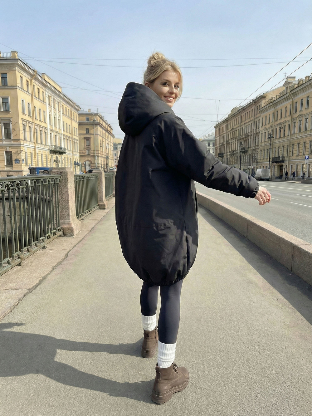 Утеплённая парка женская антрацит (мебрана)