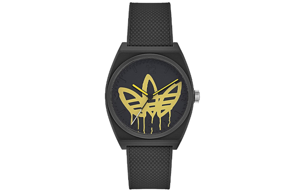 Adidas Originals STREET Wrist Watch Quartz Movement Resin Strap 38mm Black Dial Men"s Watches 50m Water Resistant