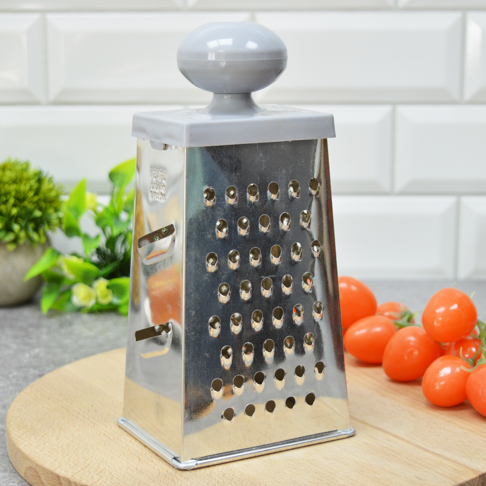 Терка 4-х гранная с пластмассовой круглой ручкой, 11*8,5*23см