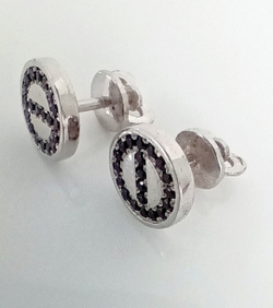 Серьги-пусеты Эстерелла, серебро 925*, с фианитами, родированные/Ф