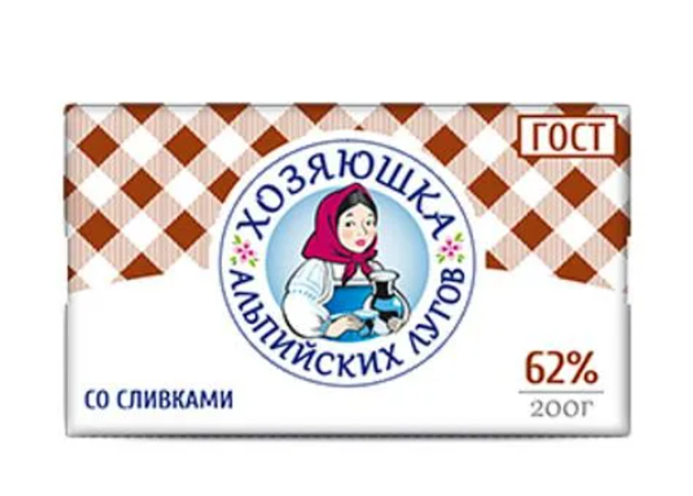 Спред растительно-сливочный "Хозяюшка альпийских лугов 62% 180г