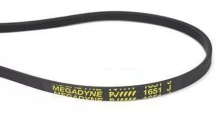 Ремень 1651 J4 Megadyne для стиральной машины Whirlpool (Вирпул) 1650мм черный, желтая надпись