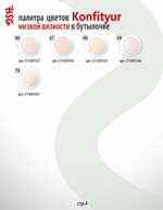 Жёсткий гель в бутылке Konfityur №72 НИЗКАЯ ВЯЗКОСТЬ - Полупрозрачный, слоновая кость (20 мл)