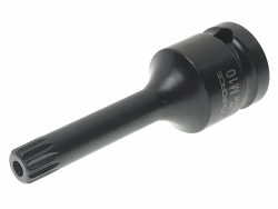 Головка-бита SPLINE глубокая ударная 1/2", M10 с отверстием ROCKFORCE RF-24807810T