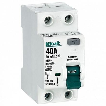 Dekraft УЗО 2Р 40А 30мА 6кА AC
