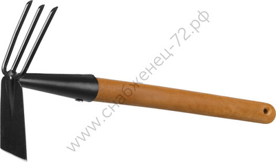 GRINDA ProLine 113х100х575 мм, 3 зубца, деревянная ручка, мотыга-рыхлитель (421517)