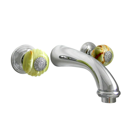 Смеситель для раковины Nicolazzi Onice настенный на 3 отверстия, ручки оникс, хром 2177 CR 09O