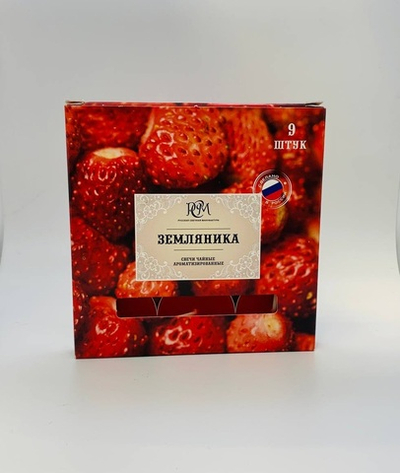 Свеча чайная ароматическая 9 шт. в под.коробке «Земляника»