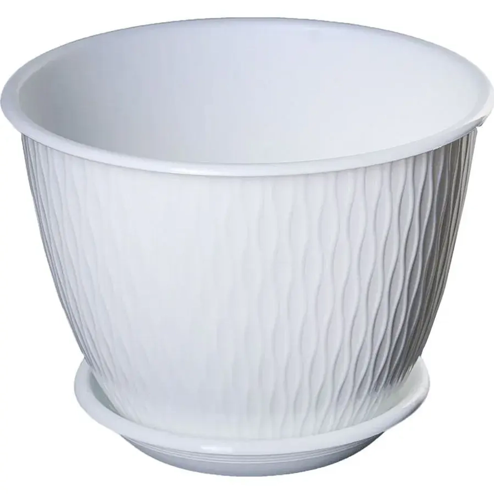 Горшок Цветочный Корсика, D17, 1,8 л, белый с поддоном