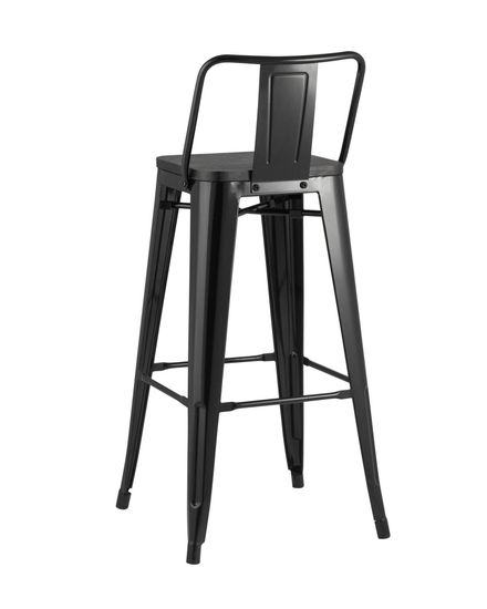 Стул барный TOLIX WOOD со спинкой черный глянцевый